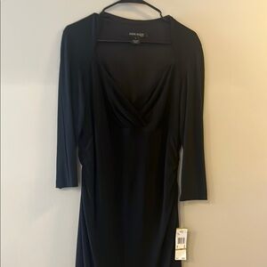 Anne Klein Black Bodycon Dress with Cowl Neck and Dolman Sleeves